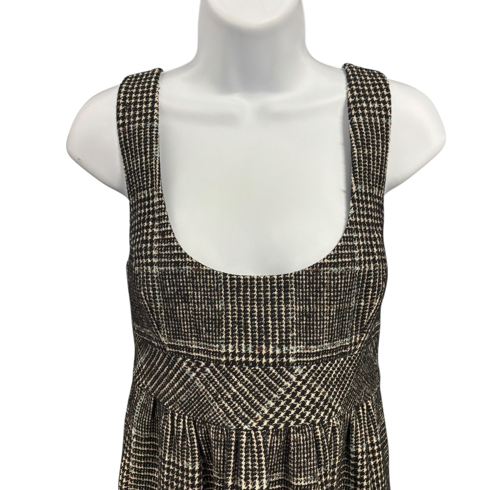 Zara Basic Womens‎ Dress Sleeveless Plaid Black Beige Career Casual - Picture 3 of 8
